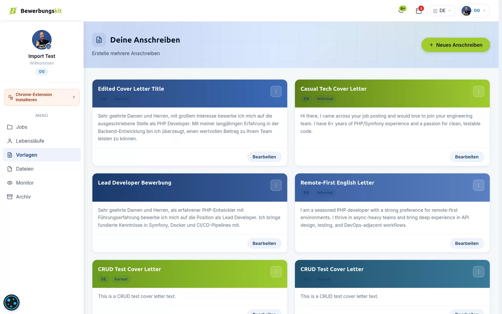 Anschreiben-Assistent in Bewerbungskit