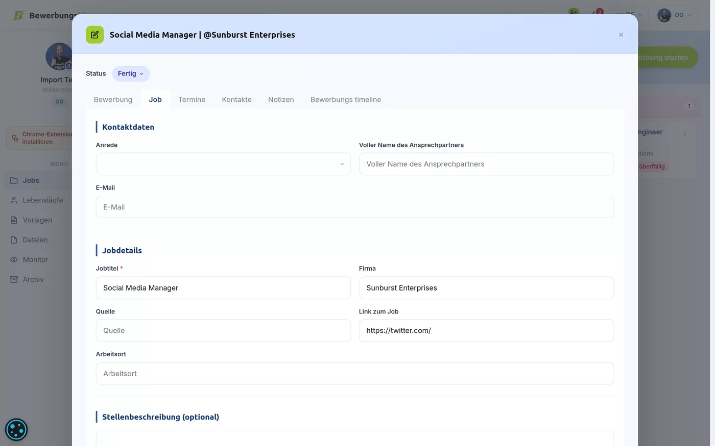 Digitale Bewerbungsmappe – Im Detail