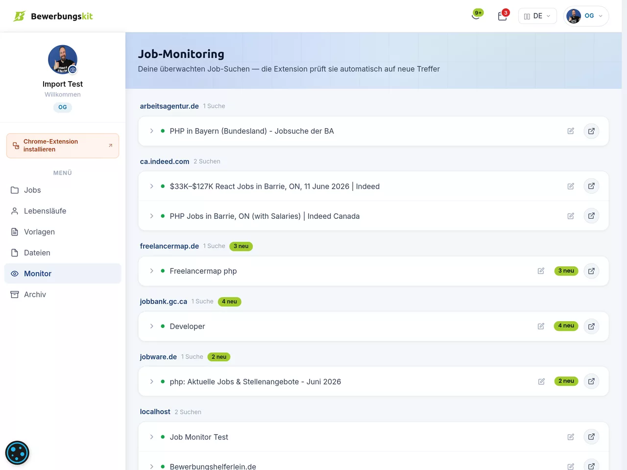 Job-Monitoring – Funktionen