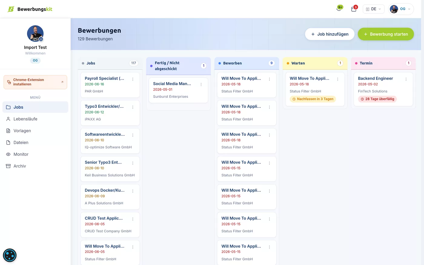 Job-Tracking & Pipeline – Übersicht